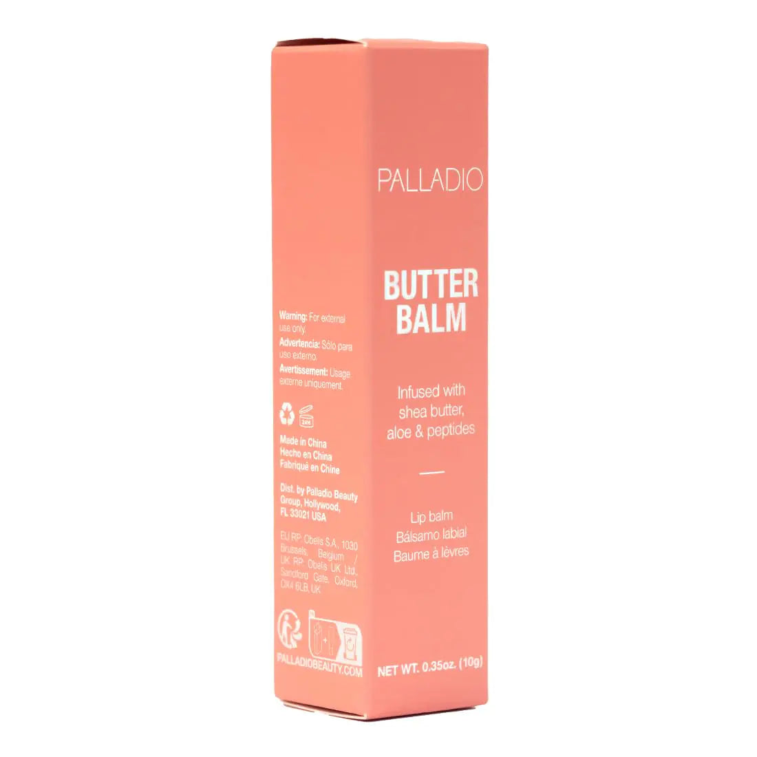 Palladio Butter Balm - Hydrating Lip Balm with Sheer Tint, Aloe, Peptides, Shea Butter, and Vegan Formulation for Instant Moisture, Shine, and Soothing Lip Care, Peaches & Cream