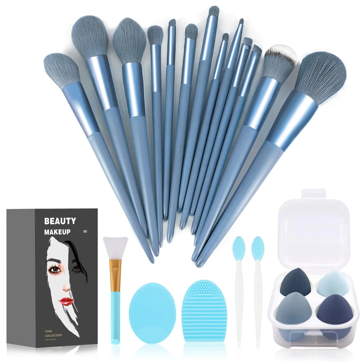 Koccido Makeup Brushes 22 Pcs Makeup Kit,Foundation Brush Eyeshadow Brush Make up Brushes Set (Blue, 22 Piece Set) Sky-blue