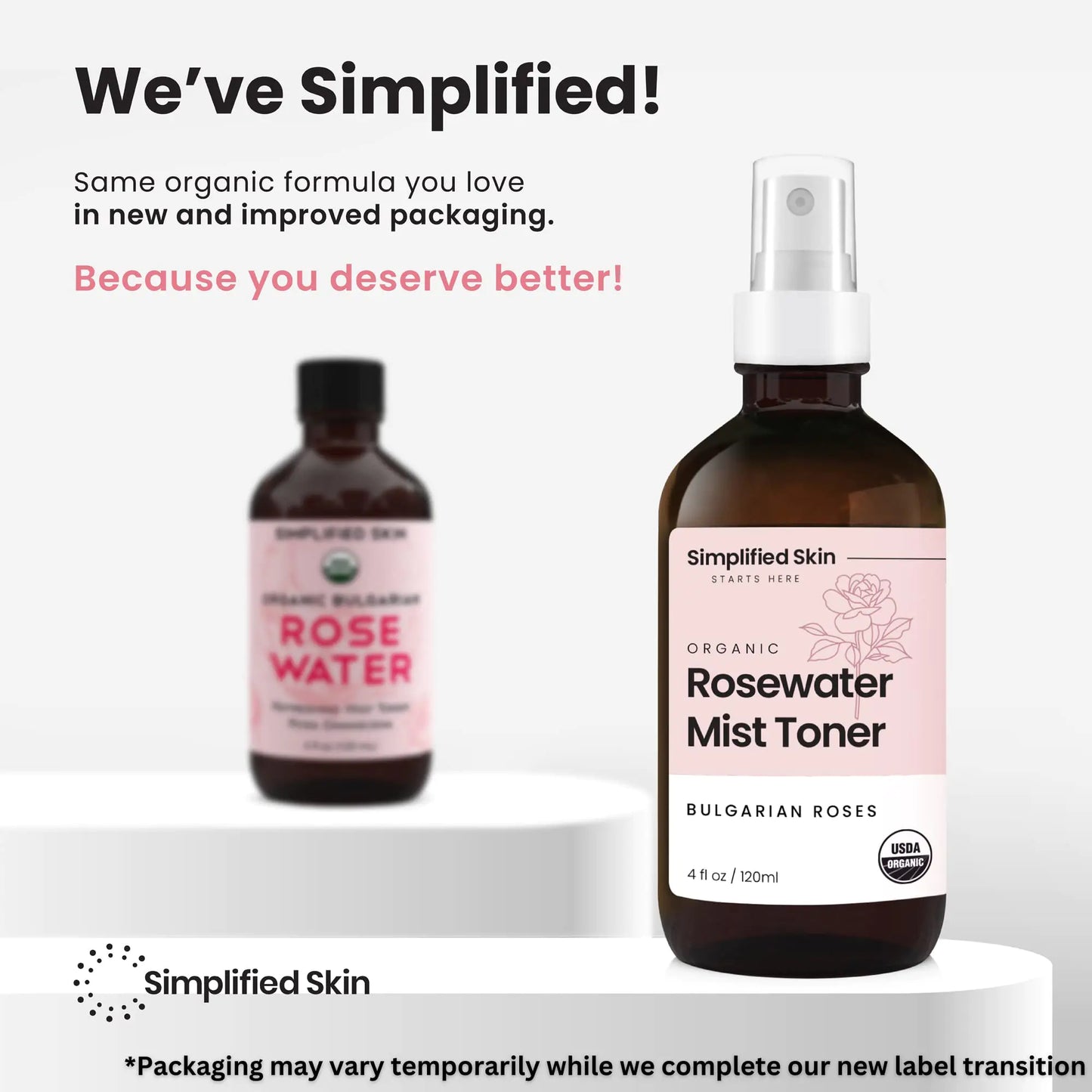 Rose Water Spray for Face & Organic Rose Water for Hair - USDA Certified Rosewater Facial Toner - Alcohol-Free Makeup Setting Hydrating Face Mist - Anti-Aging Bulgarian Rose Water Toner Spray - 4 Oz