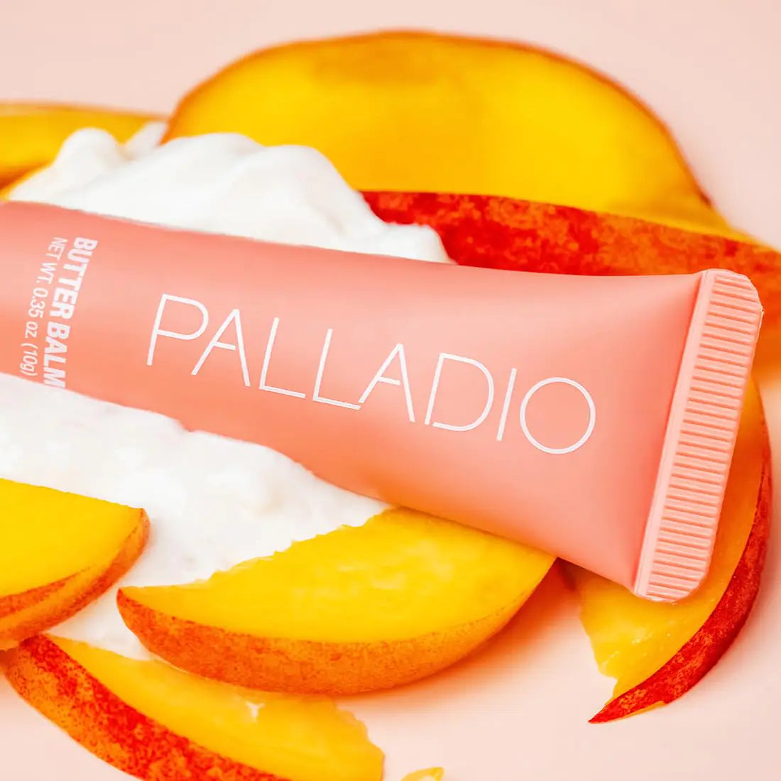 Palladio Butter Balm - Hydrating Lip Balm with Sheer Tint, Aloe, Peptides, Shea Butter, and Vegan Formulation for Instant Moisture, Shine, and Soothing Lip Care, Peaches & Cream