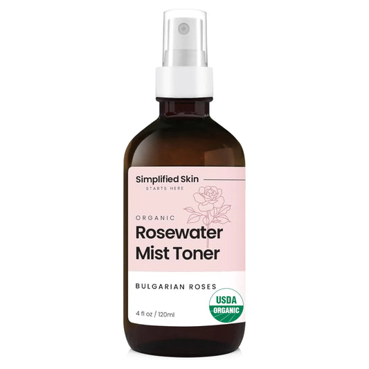 Rose Water Spray for Face & Organic Rose Water for Hair - USDA Certified Rosewater Facial Toner - Alcohol-Free Makeup Setting Hydrating Face Mist - Anti-Aging Bulgarian Rose Water Toner Spray - 4 Oz